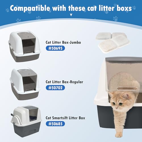6 Pack Air Purifier Pad for Catit Airsift Jumbo/Regular/Smartsift Litter Box, Dual Action Filter to Keep Catit Litter Box Fresh Smell,Cat Litter Box Filters Pads Replacement…