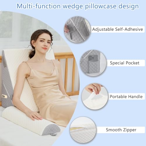 YIHATA Almofada de cunha de cama para dormir, conjunto de almofadas de espuma de memória para pós-ci