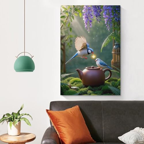 Cuadro en lienzo de gorrión de Java 50x75cm para decoración de salón 4