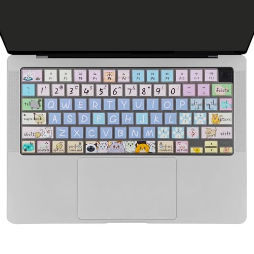 WSLUCKO Keyboard Cover Skin for 2021-2024 MacBook Pro 14/16 (A2442 A2485 A3112 A3401 A3403 A2992 A2779 A2780 A2991 A2918 M1/M2/M3 M4) & MacBook Air 13.6''/15'' (A2681 A3113 A2941 A3114),Cute Cat by WSLUCKO - Image 2