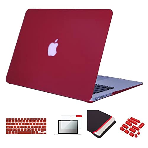 Se7Enline Compatible With Macbook Pro 13 Inch Case Model A1278 With Cd-Rom 2010/2011/2012 Laptop Hard Shell Protective Case&Sleeve Bag&Keyboard Cover Skin&Screen Protector&Dust Plug,Wind Red #TOP9