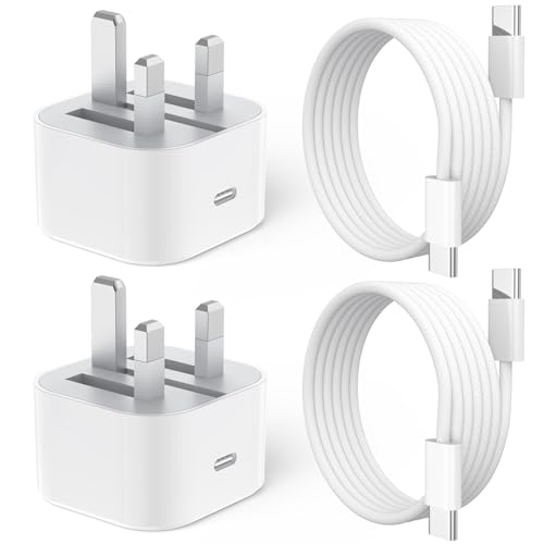 ​iPhone 15 16 Charger Fast Charging 2 Pack 20W USB C Charger Plug Fast with 2M USB C Cable Compatible with iPhone 16/16 Pro/16 Pro Max/15/15 Plus/15 Pro/15 Pro Max, iPad Pro/Air/Mini/11th/10th White