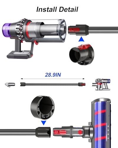 Image of Quick Release Wand Extension Tube for Dyson V11 V10 V8 V7 Models, Extension Vacuum Replacement Parts, Wand Tube replacement for dyson cordless vacuum parts, 28.93 in (Iron)