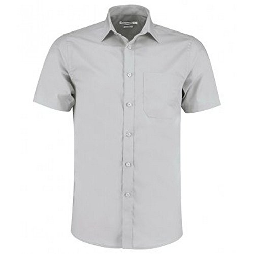Kustom Kit Mens Short Sleeve Tailored Poplin Shirt (19.5) (Light Grey)