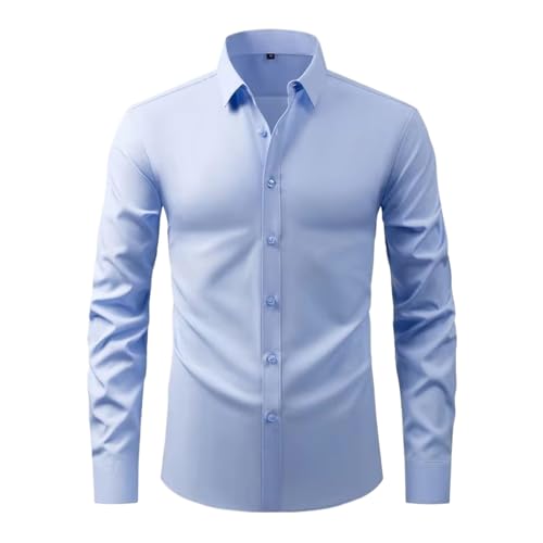 WOLONG Chemise noire extensible homme coupe ajustée confortable qui ne serre pas