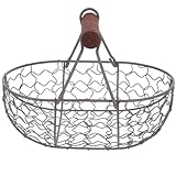 DEARMAMY Eierkorb Zum Sammeln Frischer Eier Bauernhaus-Eierkorb Aus Metalldraht Vintage-Stil Eiersammelkorb Obstkorb Brotkorb Kartoffel-Aufbewahrungskorb Mit Griff