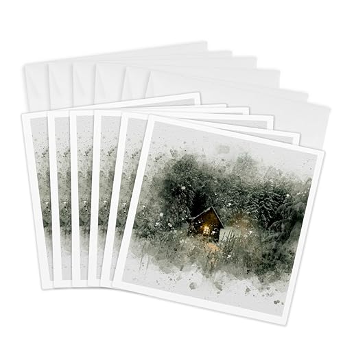 3dRose �O���[�e�B���O�J�[�h - ��̐X�̒��̐��ʃL���r���̃C���[�W �A�[�g - 6 x 6�C���`�A6���Z�b�g (gc_318667_1)