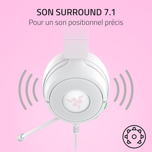 Razer Kraken Kitty V3 X - Casque Filaire Kitty pour Le Gaming - Oreilles Kitty emblématiques - Léger 270g - Micro cardioïde HyperClear - Haut-parleurs Triforce 40mm - Prise Jack 3,5 mm | Blanc