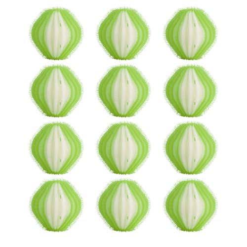 wilcractk Bolas para Atrapa Pelos Lavadora, Quita Mascota Ropa, 35mm, 12 Unidades Verdes, Pelotas Anti Enredos y Pelusas para Lavadoras de Tambor, Limpieza Eficaz