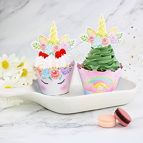 Unicorn Cupcake Wrappers,Golf 30Pcs Unicorn Cupcake Toppers And Wrappers Double Sided Toppers And Cup Cake Liners Decorations For Girl Birthday Party,Baby Shower #TOP2