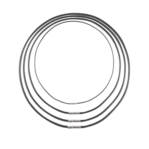 Hombre Juego de 4 Collares de Cuero, Trenzado, Cuerda Sintética, Cierre sin Colgante, Negro para Hombres y Mujeres, Tamaños 40/45/50/55cm