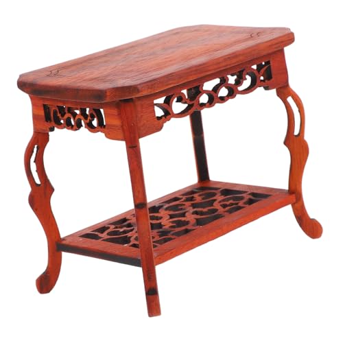 TOYANDONA Wood Carved Pedestal Stand Red Flower Pear Wood Jade Base Artistic Display Stand for Indoor Ornaments Bonsai Flower Pot Holder Home Office Decor