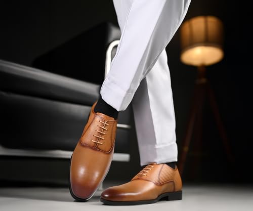 Image of LOUIS STITCH Men's Italian Crust Leather Derby Shoes| Formal Lace-Up Shoes for Men | Perfect for Business, Formal & Parties | LSVX-EUPLDY