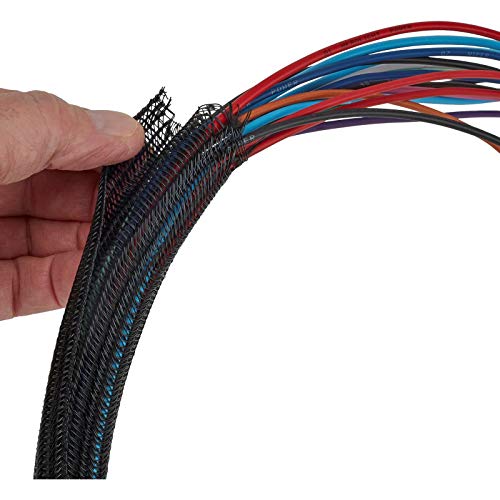 Braided Nylon Split Wire Loom Wrap, 3/4 Inch, 10 Foot Wire Sleeve