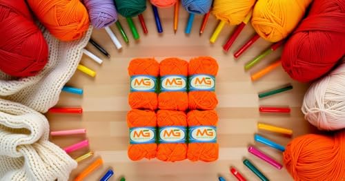 Image of M.G Enterprises Dark Orange Wool Ball. Hand Knitting Art Craft Soft Fingering Crochet Hook Yarn, Needle Knitting Thread Dyed - Pack of 8