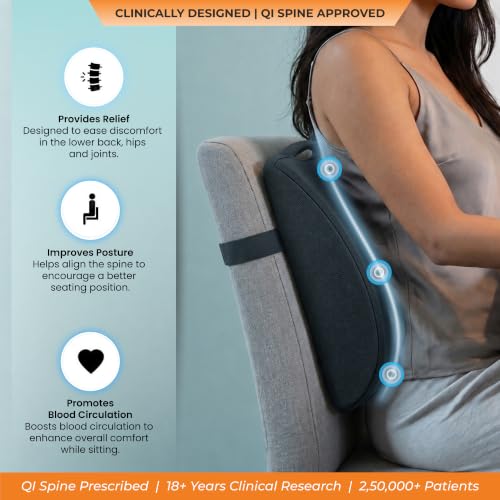Image of Orthosit Orthopedic Lumbar Support | 5-Yr-Warranty | Back Support Cushion | Back Pain Relief| (Grey - Set of 2)