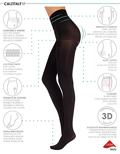 CALZITALY Opaque Shaping Tights | S, M, L, XL, XXL | Black | 100 DEN | Made in Italy2