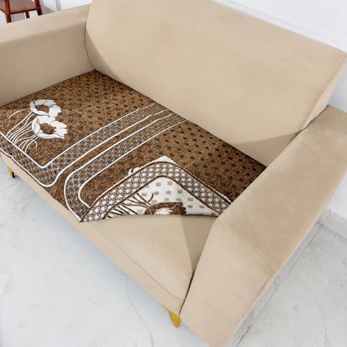 Image of Homerz Premium Chenille Fabric Sofa Cover | Soft, Durable & Dustproof | Decorative Couch Cover (Florida Chocolate, 2 Seater, Only Seat Cover)