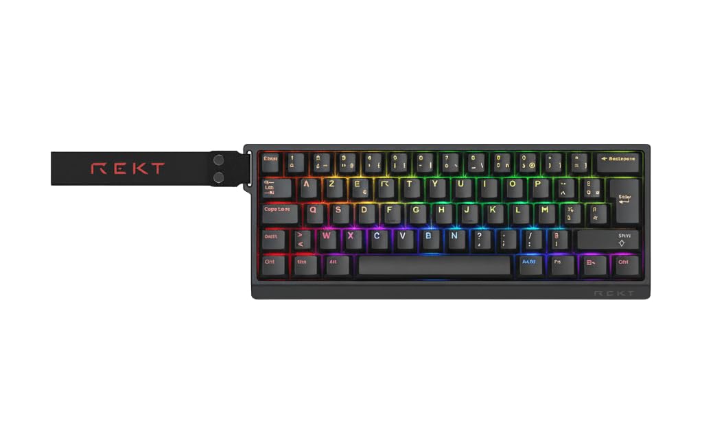 REKT Clavier Gaming Magnétique HIRO 60 HE (AZERTY) – Switchs Effet Hall Amber Pro, Rapid Trigger, Format 60% Compact, RGB, Keycaps PBT, Hot-swappable, 8000 Hz, Scan Rate 128K, Precision de 0,01mm