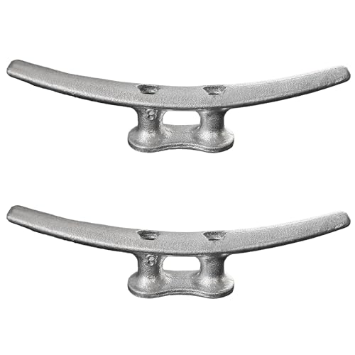 Laorde Boat Dock Cleats Galvanized 8/10/12 Large Cast Iron Dock Cleats Marine Grade Rope Cleat for Mooring Pier Deck Tie Down (8 inch 2 Pack)