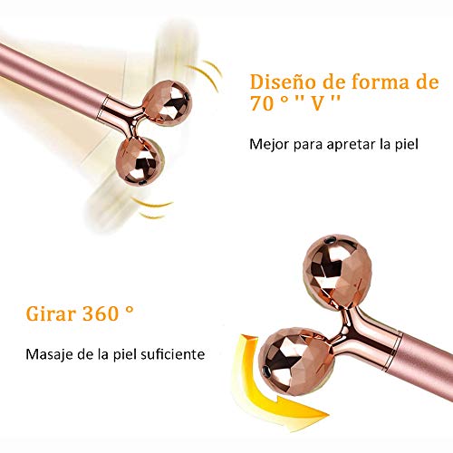 Rodillo De Jade,Masajeador facial eléctrico 3 en 1,Jade Roller de cuarzo rosa natural,Masajeador Roller Tools Anti Aging Belleza Dispositivo Herramienta,piedra de masaje para Cuello,Cuerpo,ojo y brazo - imagen 3