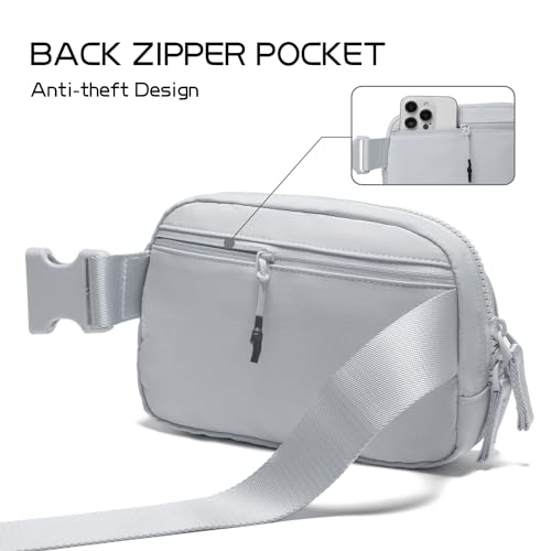 Image of Belt Bag for Women Two-Way Zipper Fanny Pack Crossbody Bags for Women Fashion Waist Packs Cross Body Fanny Pack with Adjustable Strap Gifts for Teen Girls (Light Grey)