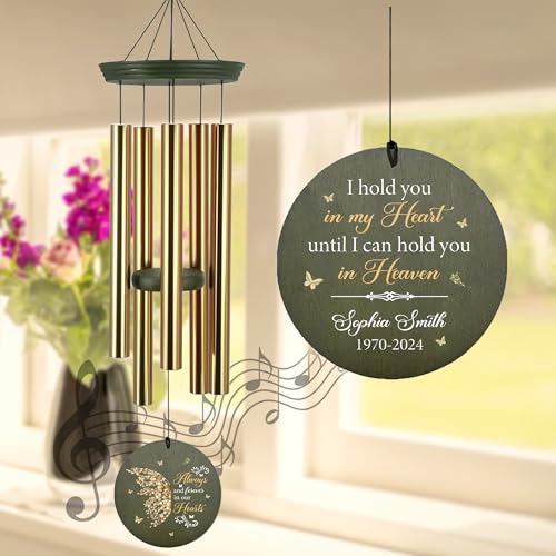 Image of ASTARIN Memorial Butterfly 36 inch Wind Chimes, Personalized Name Sympathy Wind Chime, in Memory of Loss Mom Loved One, Large Deep Tone Bereavement Windchimes for Outdoors Clearance(Produced in Texas)