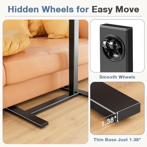 Image of DUMOS Bedside Overbed Table with Wheels, Rolling Desk for Bedroom