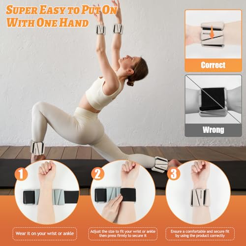 Image of BECOJADDE Ankle Weights Set of 2 (1 lb /2 lb /3 lb Each) Adjustable Wrist Weights for Women Men Wearable Arm Leg Weight for Pilates, Running, Walking, Workout, Yoga