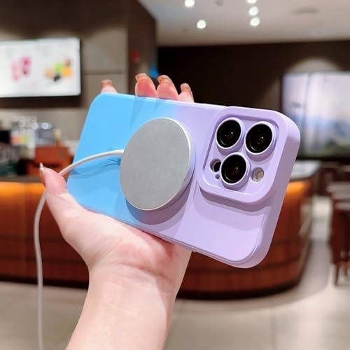Coque silicone iPhone 13 dégradé vert violet pour recharge induction - 6