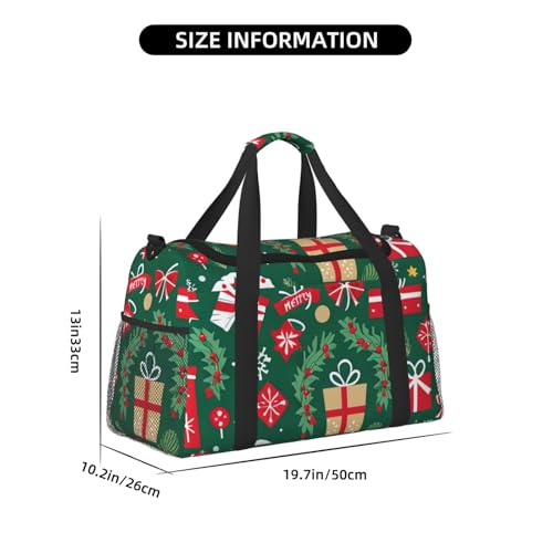 Merry Christmas Pattern Print Travel Duffel Bag for Men & Women, Foldable Travel Bags and Spacious Weekender Tote Bag for Storage Toiletry Luggage Personal Item4
