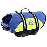 Paws Aboard Dog Life Jacket, Neoprene Dog Life Vest for Swimming and Boating - Blue/Yellow