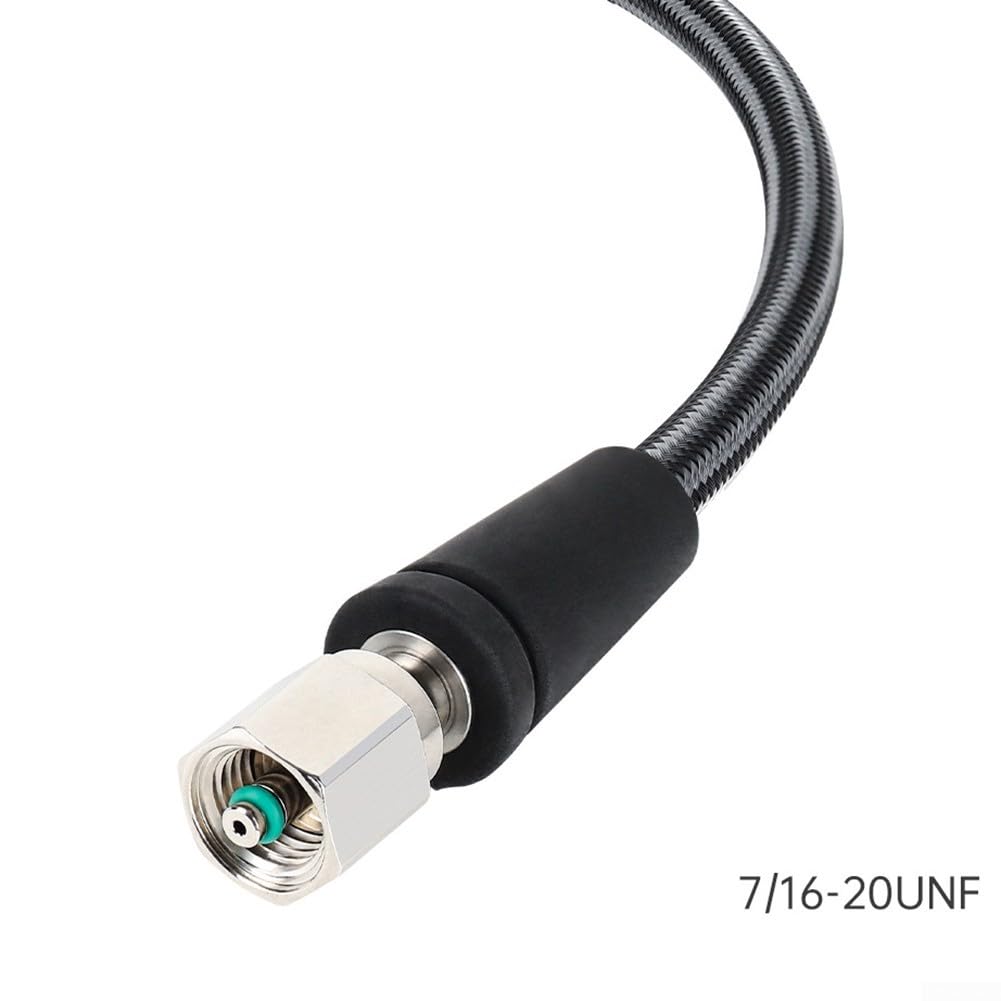 Manometro per immersioni subacquee con tubo in fibra di carbonio, luminoso, rotazione a 360 gradi, filettatura 7/16-20UNF per serbatoio subacqueo (65 cm)