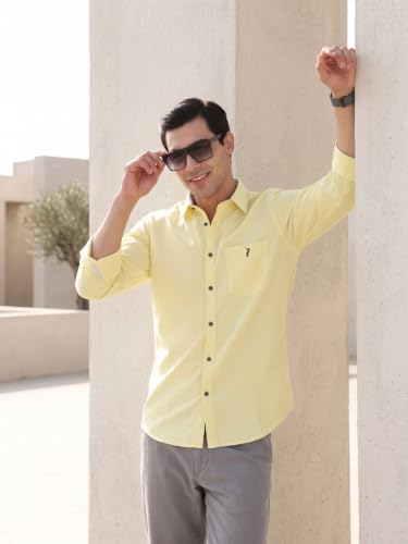 Image of Thomas Scott Men Premium Slim Fit Solid Cotton Twill Full Sleeve Shirt