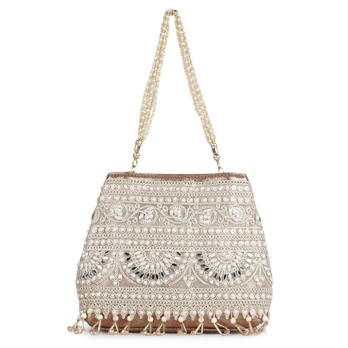 Image of Nevis Stylish Embroidery Unique Desing Traditional Wedding Party Handheld Portli Bag For Women