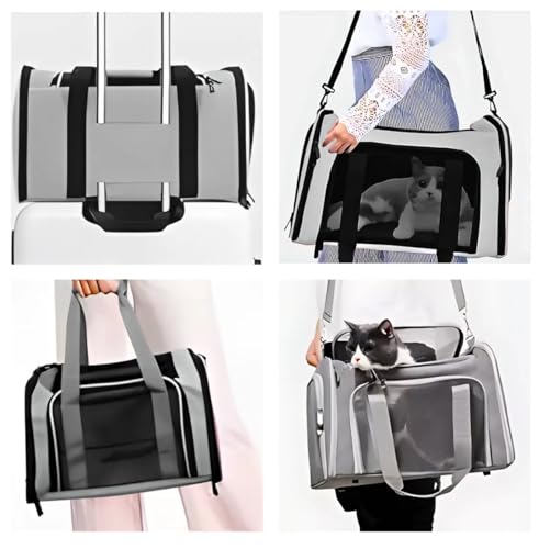 Bolsa Transporte Pet com Ventilação Bolsa Pet De Transporte Cachorro Gato (Cinza) - YODHE