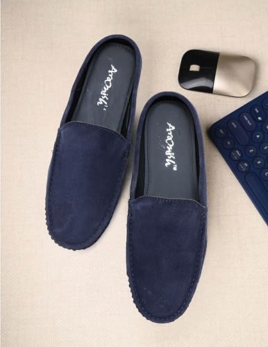 Image of ARAMISH Suede Half Loafers for Men | Men's Open Loafer Shoes