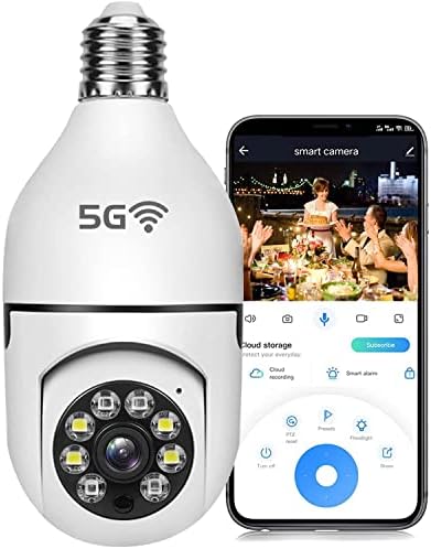 JACCFFLKM Light Bulb Security Camera 360 Degree Wireless HD 3MP Light Bulb for Home Security Support 5Ghz/2.4Ghz WiFi Light Bulb Camera with Two Way Talk Light Security Camera