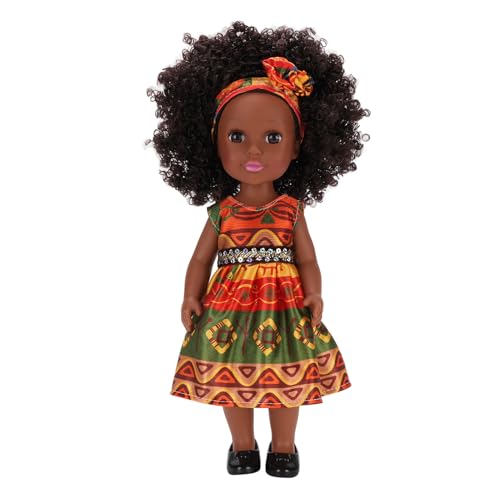 Vvikizy Poupée Noire de 14 Pouces, Jolie Robe, Vêtements Interchangeables, Coiffure Afro, Poupée Tendance pour Filles, avec Bandeau, Représentation...