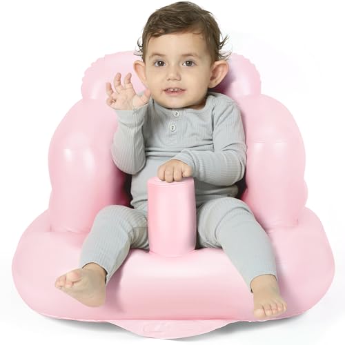 Image of Mink Inflatable Baby Seat for Babies 3+ Months,Infant Floor Seats for Sitting Up,Portable Blow Up Baby Chair with Built in Air Pump, Ideal for Sitting Up and Learning to Play (Pink)