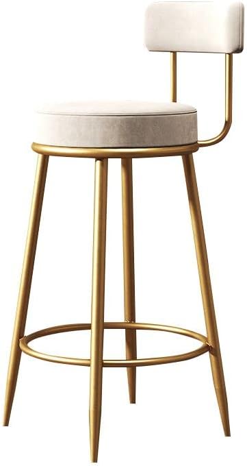 CraftThink Modern Bar Stools Counter Stool, Home Side Chair Gold Velvet Round Low Back Counter Stool with Iron Legs Dining Chairs for Bar Stool Indoor Home, White 1 Piece Counter Stool(26" H)