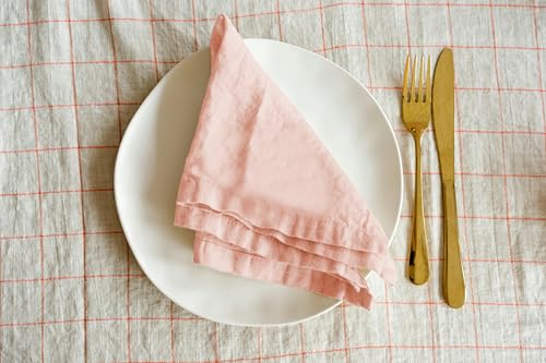 Image of R home Solid Cotton Table Napkins, Soft Cloth Napkins for Dining Table, Reusable & Washable, Ideal for Formal Dining, Cocktail Nights, Weddings, Home Bar & Table Decor (6, Pink)