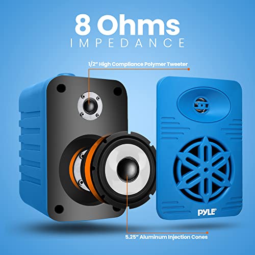 Image of PyleUsa Indoor Outdoor Speakers Pair - 500 Watt Dual Waterproof 5.25 inch 2-Way Full Range System w / 1 /2 inch High Compliance Polymer Tweeter - in-Home, Boat, Marine, Deck, Patio, Poolside (Blue) - PDWR55BL