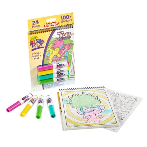 Crayola Trolls Color & Erase Sticker Activity Pad, 12 Reusable Trolls Coloring Pages & 100 Stickers, Gift - image 7