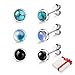 3 Paare 925 Sterling Silber Ohrringe Set für Damen Frauen, 4 mm Rund Kleine Mondstein Türkis Ohrstecker hypoallergen Piercing Ohr Klein Schlafen Knorpel Mode Schmuck Geschenk für Jugendliche Mädchen