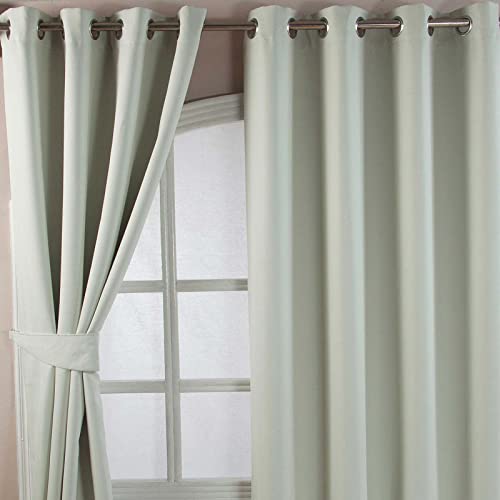 Image of HOMESCAPES Cream Eyelet Ring Top Blackout Thermal Curtain Pair Width 117cm (46") x 137cm (54") Drop Herringbone Chevron Textured Retro Geometric Design. FREE SWATCHES.