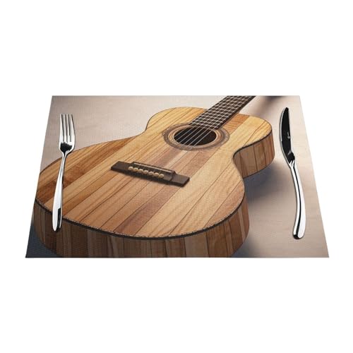 Set de table guitare en PVC lot de 6 résistant à la chaleur 45x30 cm - 8