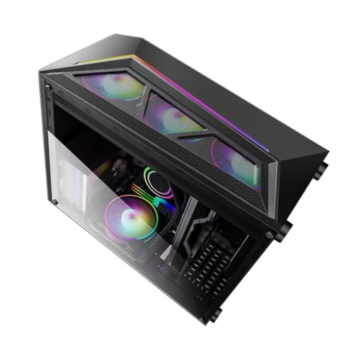 Gabinete de PC Mid-Tower RGB con panel lateral acrílico transparente, tira de luces RGB y puerto USB, cuerpo compacto modificado para juegos y escritorio miniatura 1