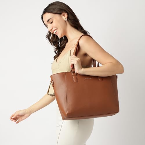 Image of Fastrack 15 inch Laptop Tote | Faux-Leather Women's Handbags | 15 inch Laptop Tote for Workwear and College, Brown