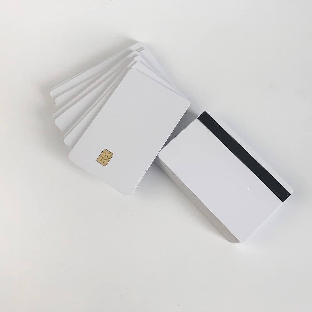 SLE4442 Chip Contact IC Card with 5/16inch 2 Tracks Hico Magnetic Stripe 2 in 1 Blank PVC IC Smart Intelligent Card (200)